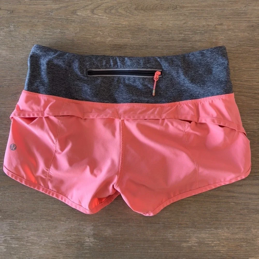 Lululemon Run: Speed Short *Block-It Pocket-Grapefruit-Style‎ # W7789S-Size 4